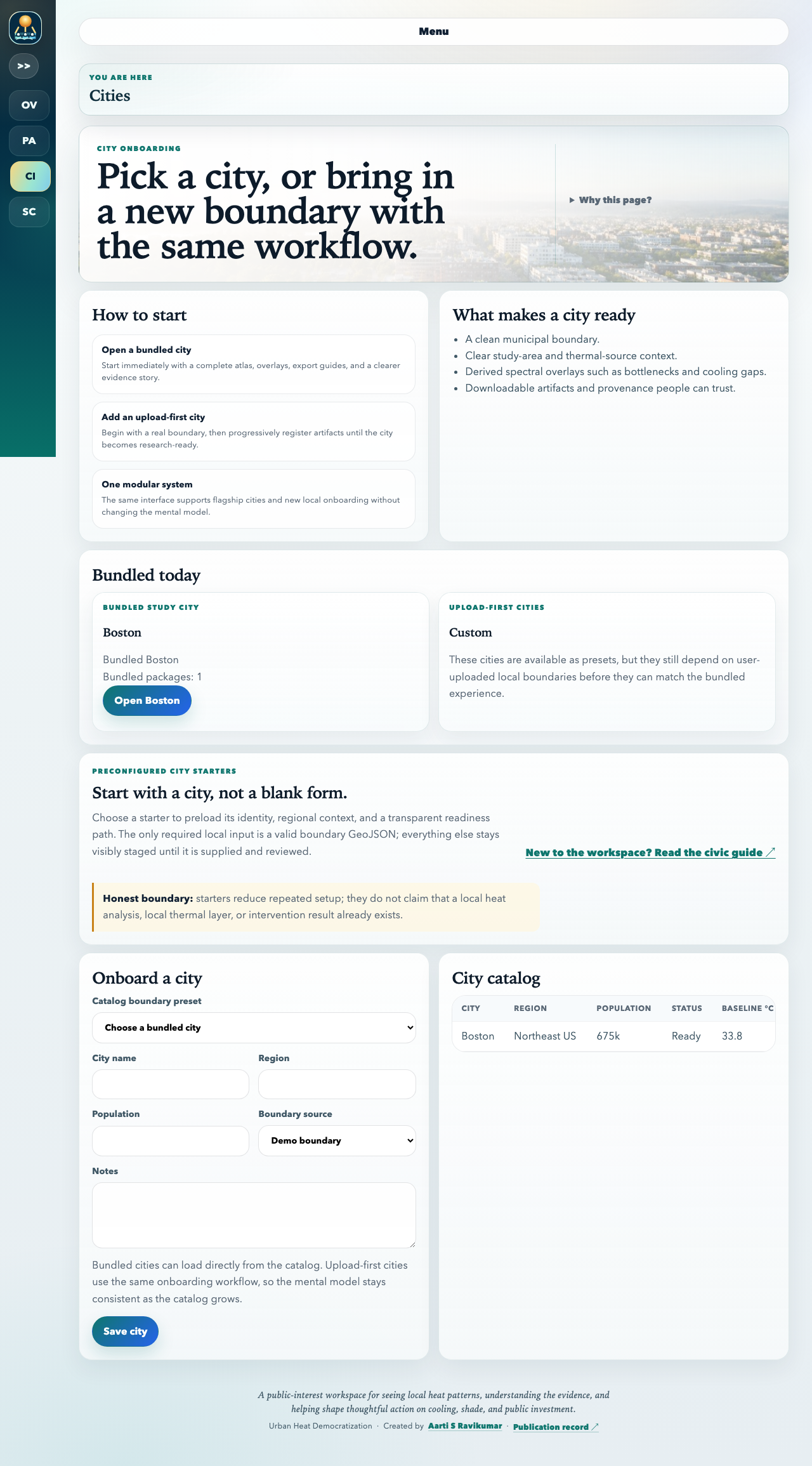 City evidence and readiness experience